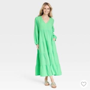 Women’s Bell Long Sleeve Tiered Gauze Dress Lime Green XXL SOLD OUT